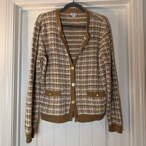 J. Crew Tan and White Women's Cardigan